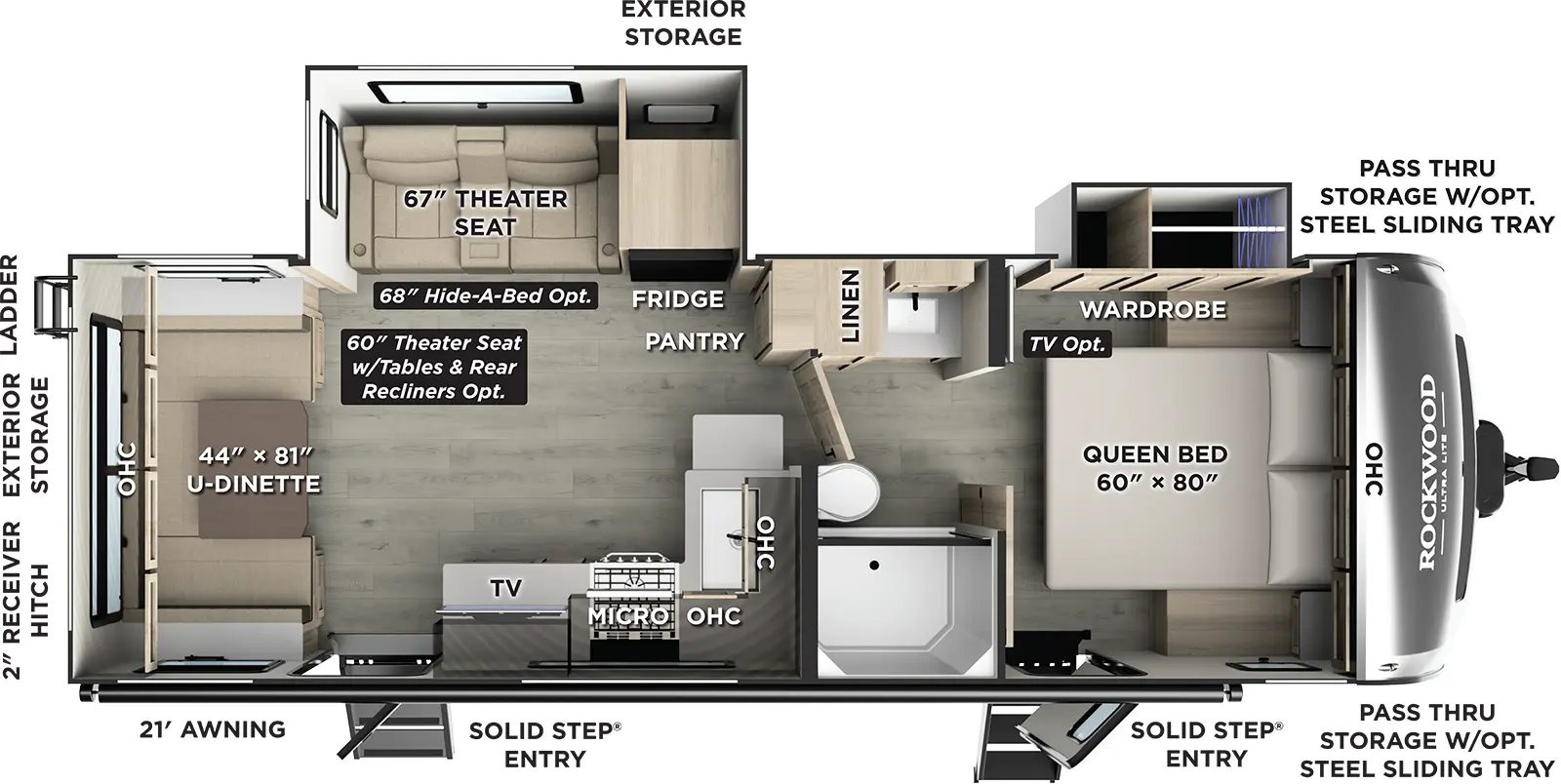 Rockwood Ultra Lite Travel Trailers 2618RD Floorplan